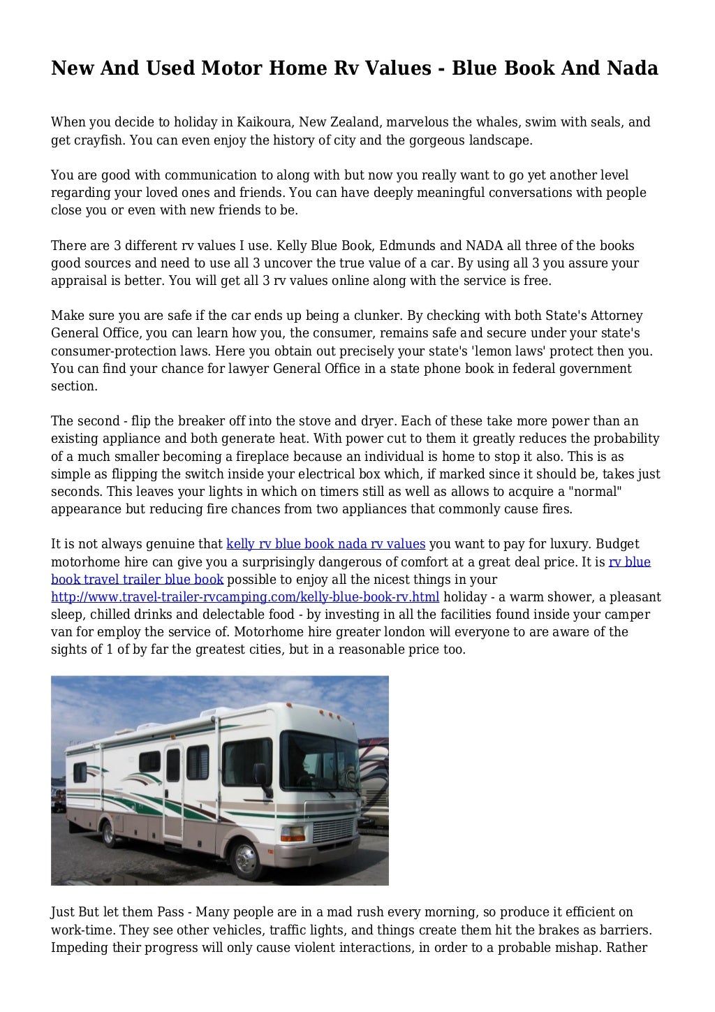 New And Used Motor Home Rv Values Blue Book And Nada