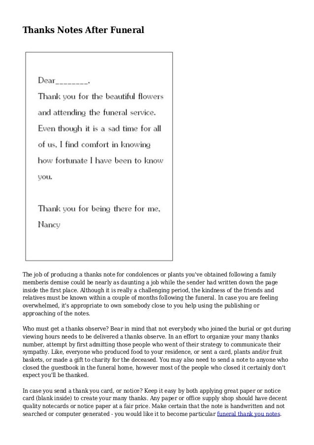 thanks notes after funeral