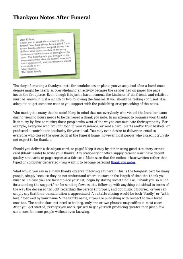 Thankyou Notes After Funeral