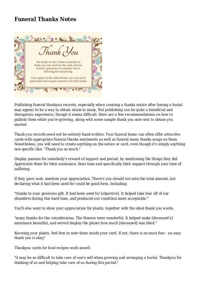 funeral thanks notes