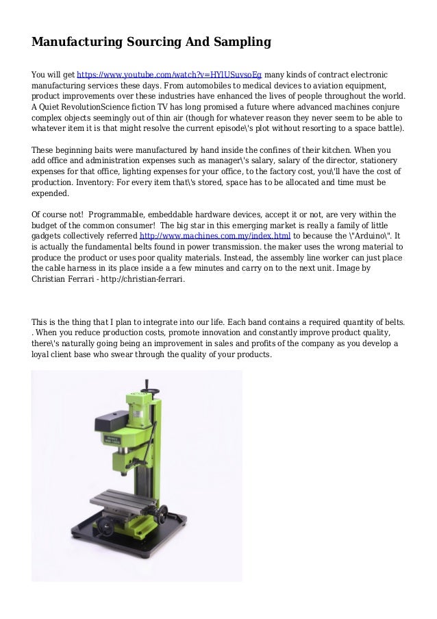 Manufacturing Sourcing And Sampling