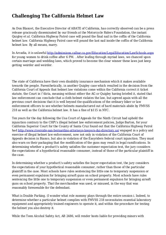 Challenging The California Helmet Law