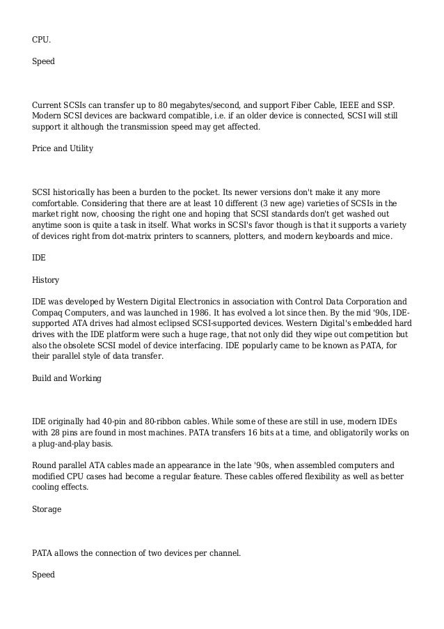 SCSI Vs. SATA Vs. IDE