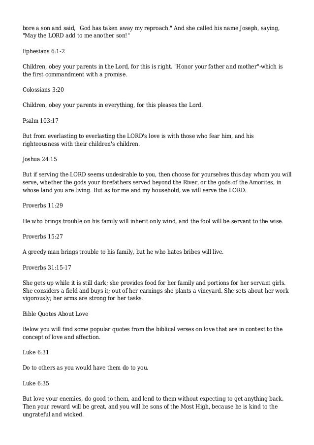 Bible Verses About Love And Family