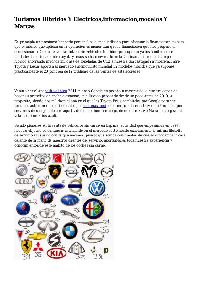 Turismos Hibridos Y Electricos,informacion,modelos Y Marcas