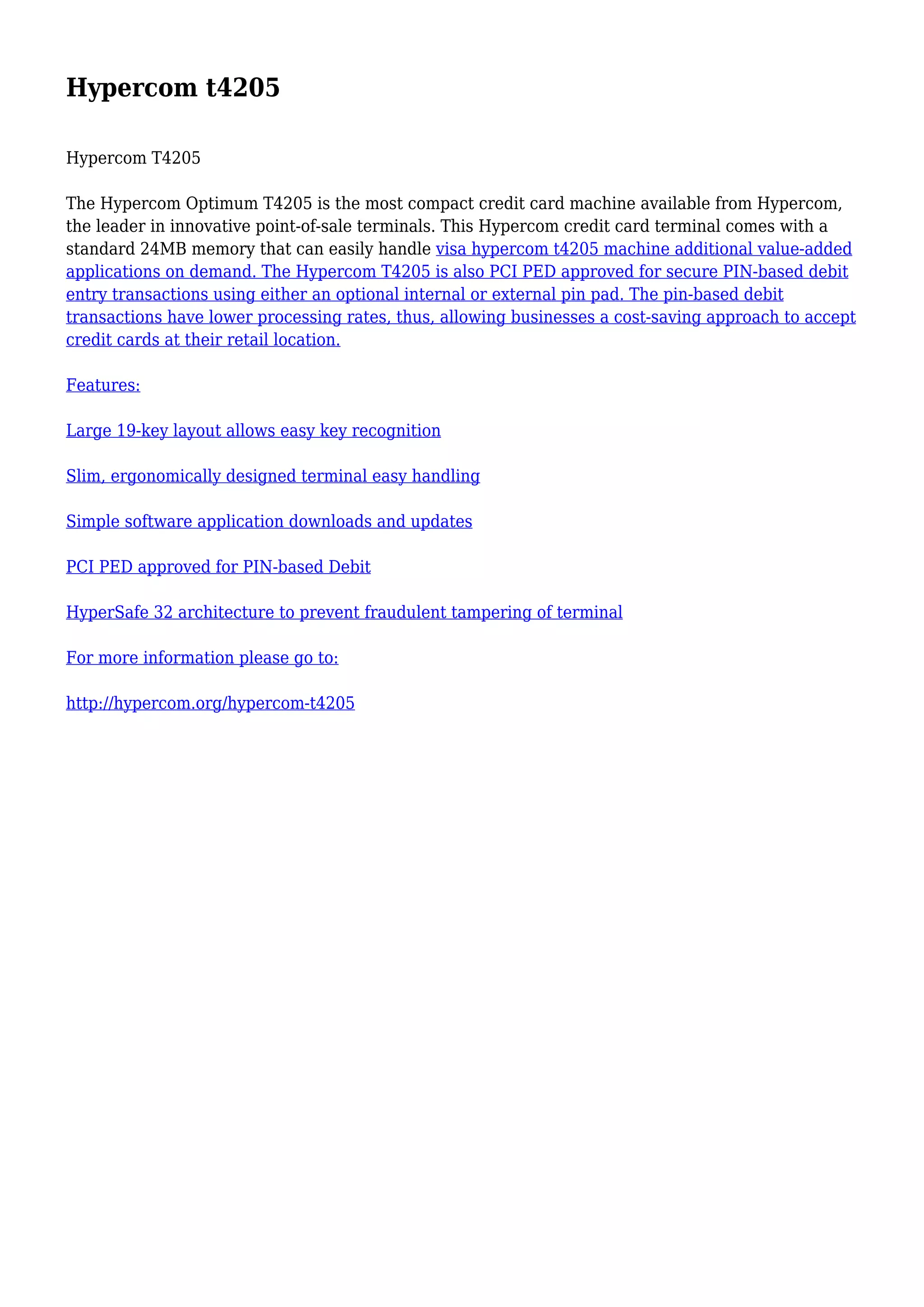 Hypercom t4205 | PDF