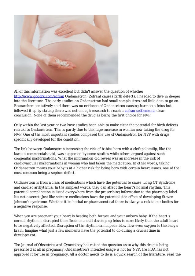 Does Ondansetron Zofran Cause Birth Defects?