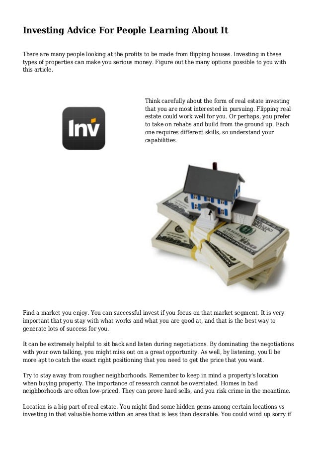 Investing Advice For People Learning About It