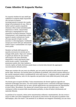 Come Allestire El Acquario Marino | PDF