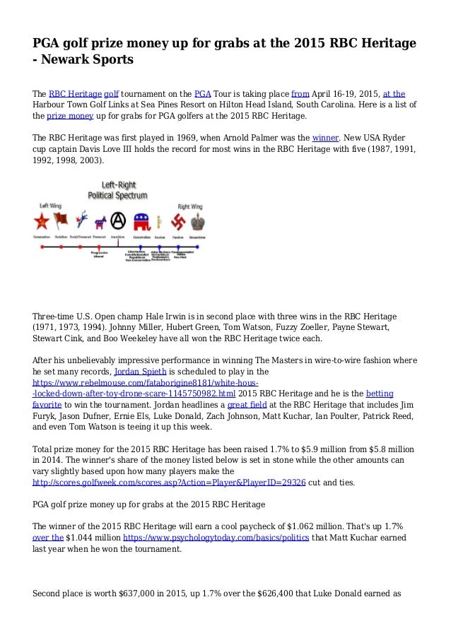 PGA golf prize money up for grabs at the 2015 RBC Heritage Newark Sports