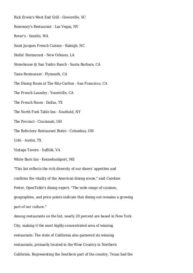 The Best Restaurants In The United States Opentable Diners Reveal T