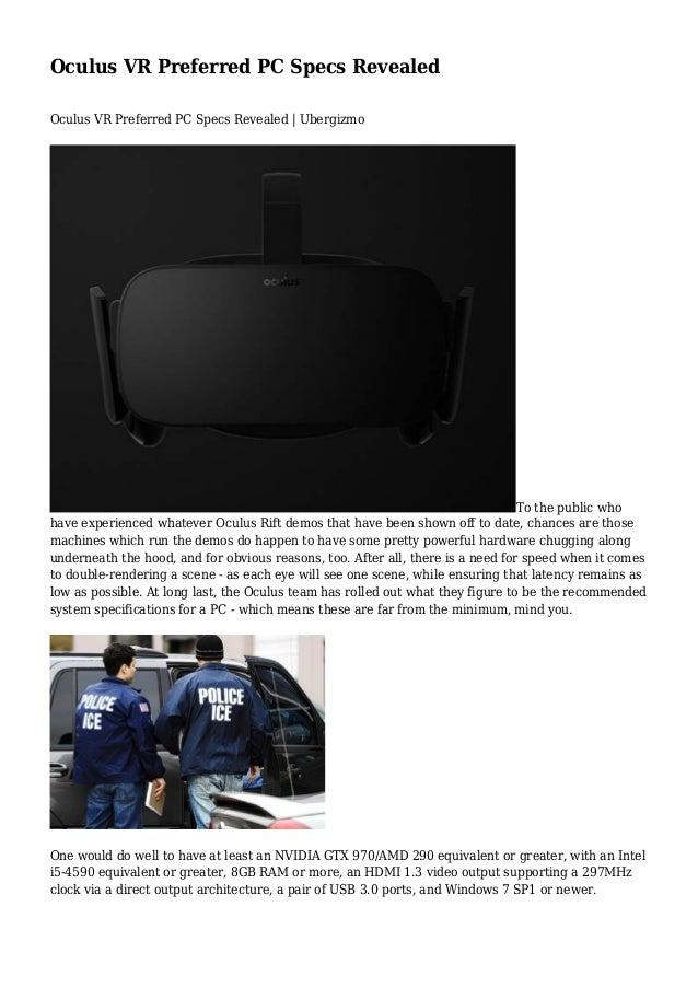 Oculus VR Preferred PC Specs Revealed