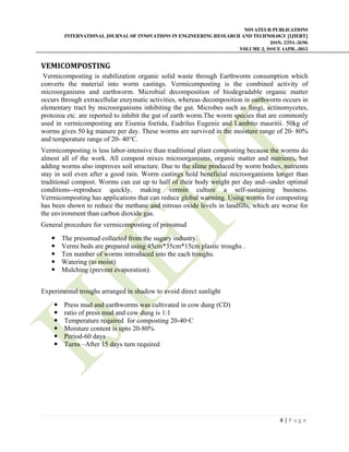 VERMICOMPOSTING OF PRESSMUD FROM SUGAR INDUSTRY | PDF