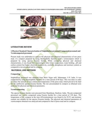 VERMICOMPOSTING OF PRESSMUD FROM SUGAR INDUSTRY | PDF