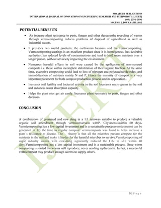VERMICOMPOSTING OF PRESSMUD FROM SUGAR INDUSTRY | PDF