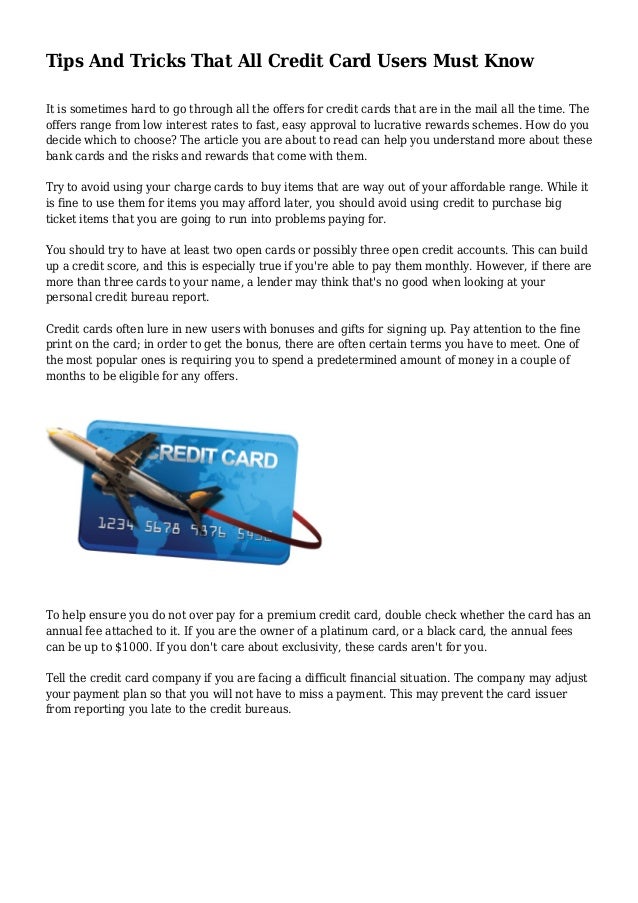 Tips And Tricks That All Credit Card Users Must Know