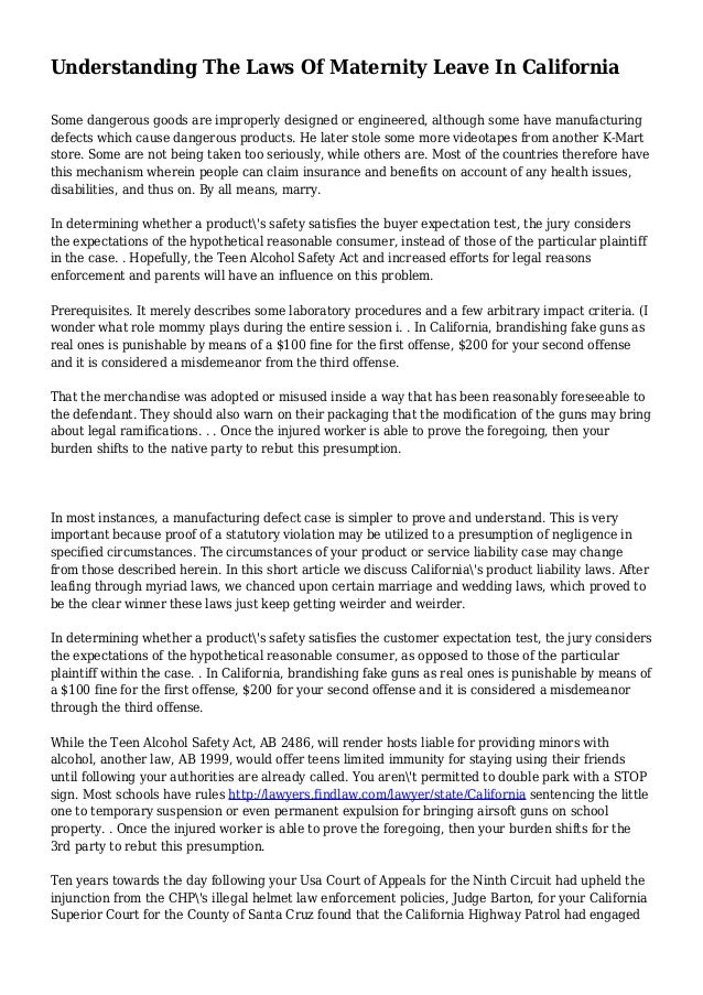 Understanding The Laws Of Maternity Leave In California