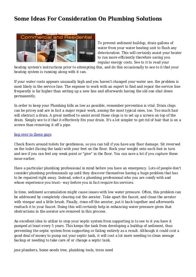 Some Ideas For Consideration On Plumbing Solutions