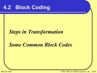 4.2  Block Coding Steps in Transformation Some Common Block Codes 