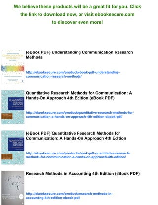 (eBook PDF) Communication Research Methods 4th Edition | PDF