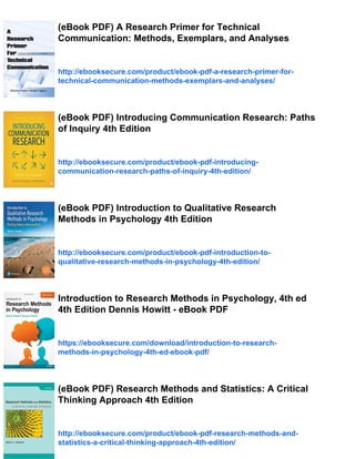 (eBook PDF) Communication Research Methods 4th Edition | PDF