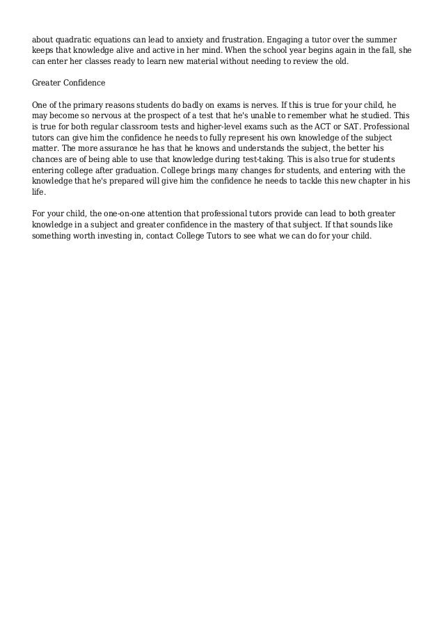 Tutoring Services for Reading, Writing, Math, SAT & ACT