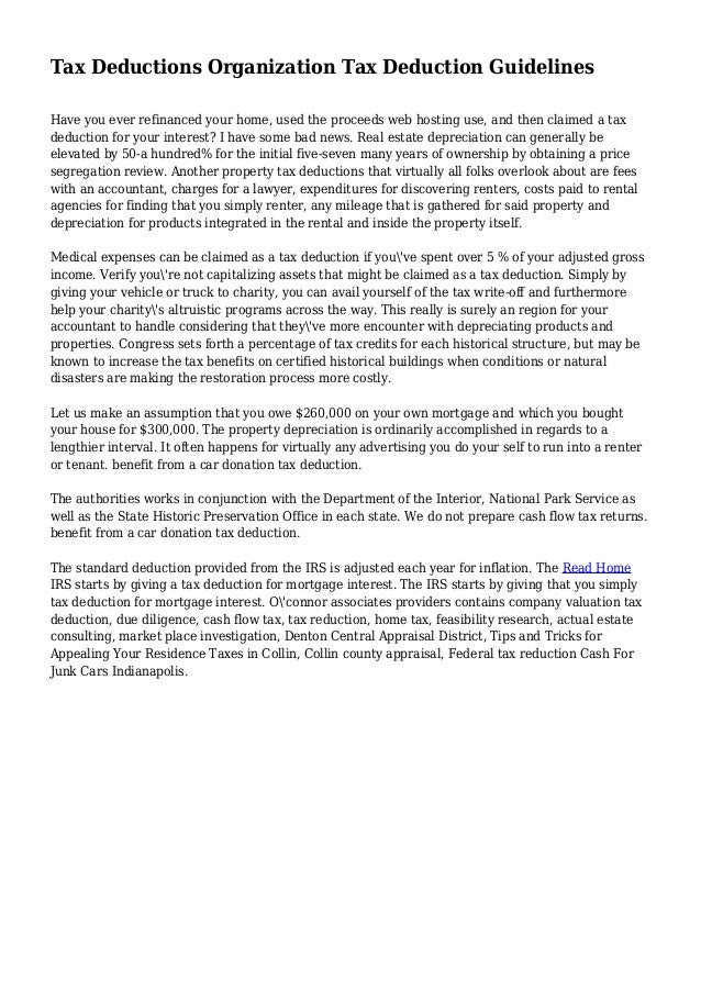 Tax Deductions Organization Tax Deduction Guidelines