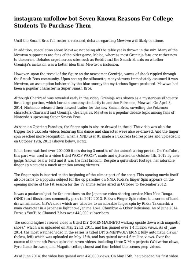 instagram unfollow bot seven known reasons for college students to purchase them until the smash bros - instagram follow bot reddit