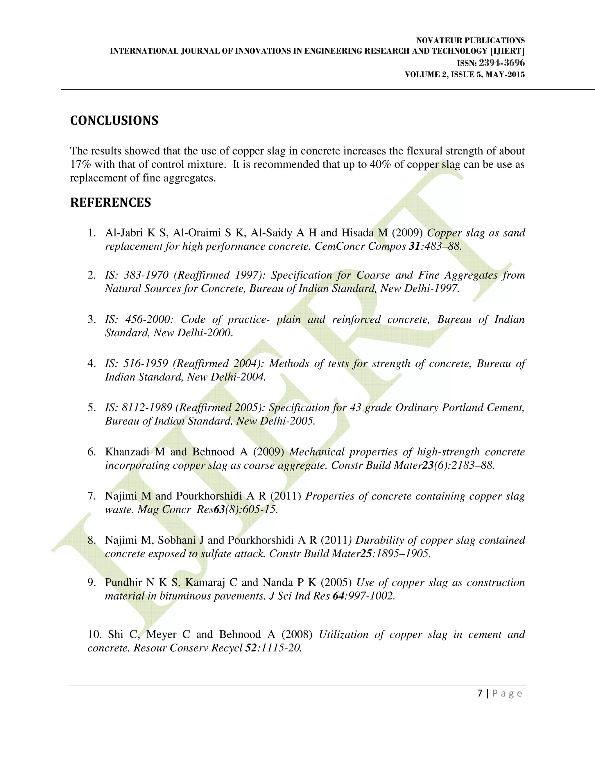 USE OF COPPER SLAG AS FINE AGGREGATE ‐ A CASE STUDY | PDF