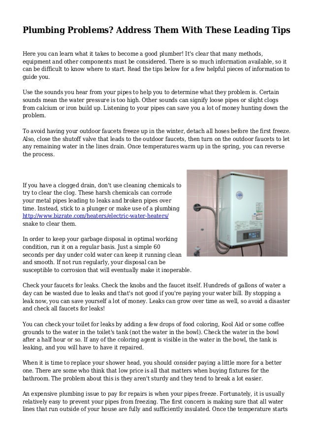 Plumbing Problems Address Them With These Leading Tips