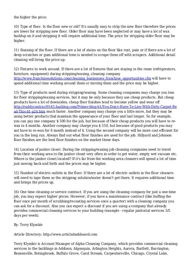 Average Prices For The Floor Stripping And Waxing Services