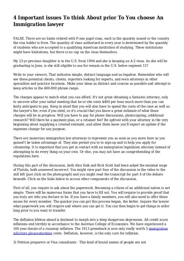 4 Important issues To think About prior To You choose An Immigration lawyer