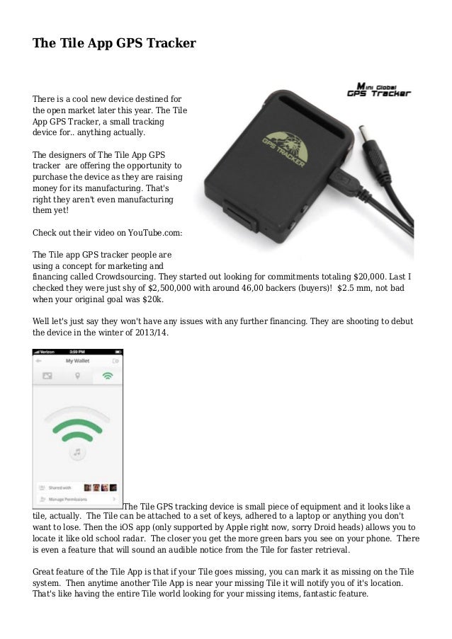 The Tile App GPS Tracker
