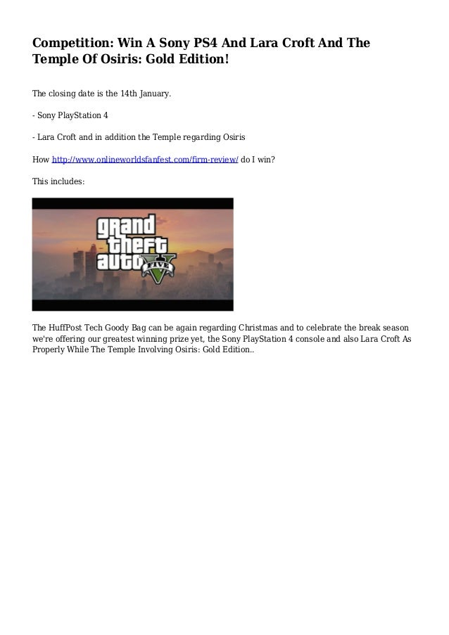 Competition Win A Sony Ps4 And Lara Croft And The Temple Of Osiris