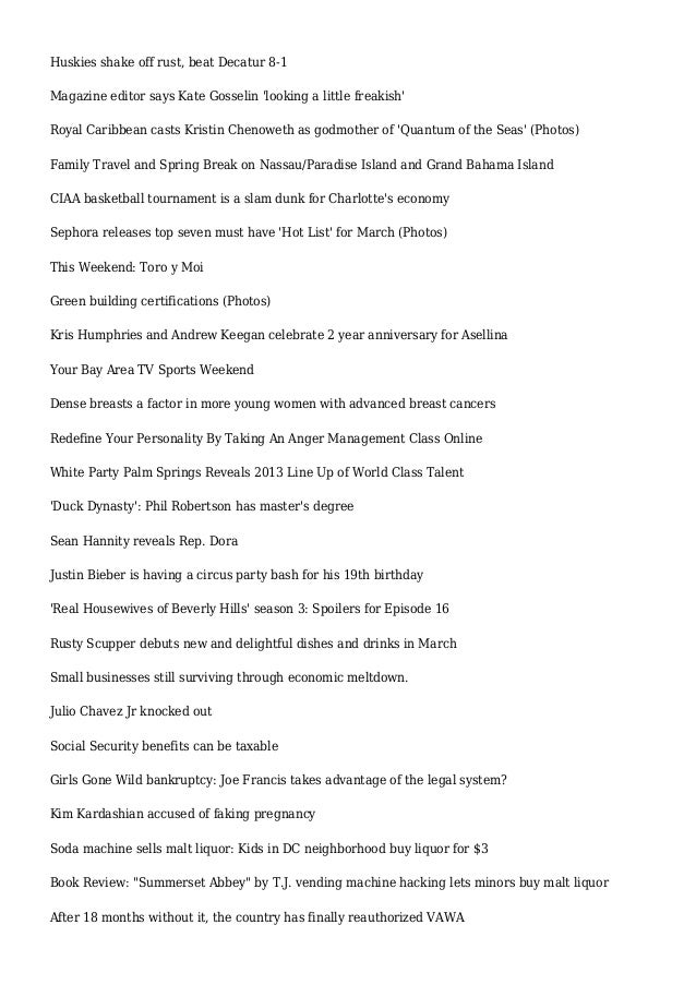 Articles And Reviews For March 1 2013