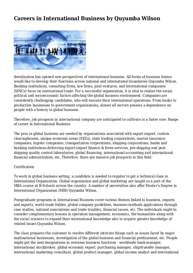 careers in international business