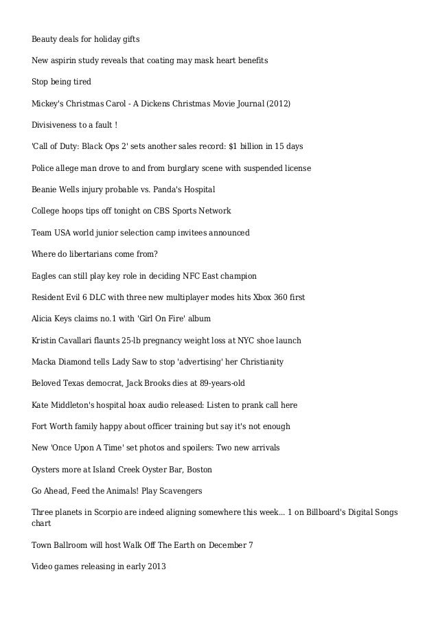 Articles And Reviews For December 5 2012