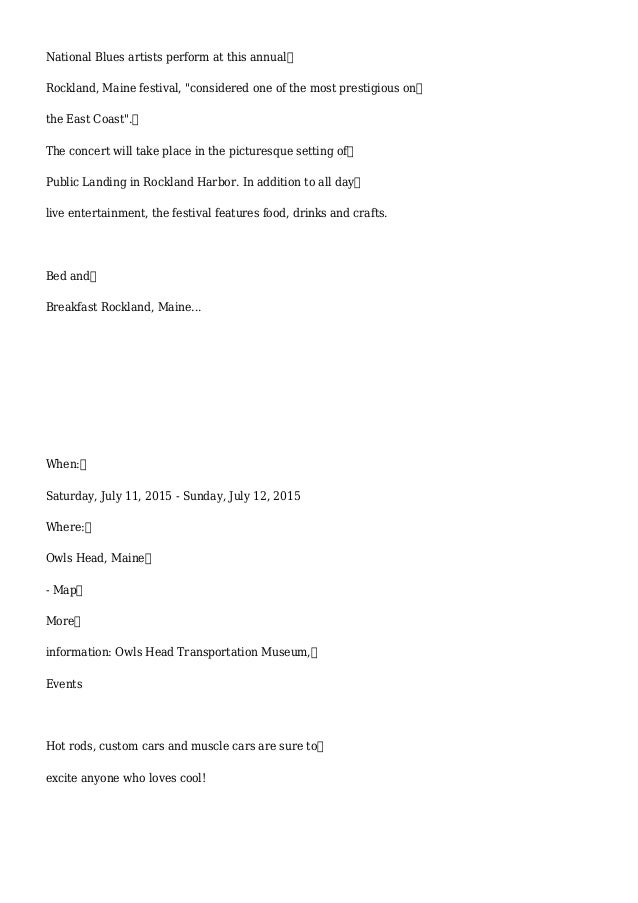 Apr 29 Activities And Events In Maine July 2015