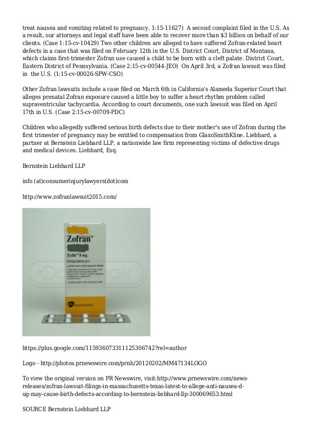 Zofran Lawsuit Filings in Massachusetts, Texas Latest to Allege Anti