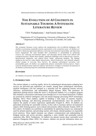 The Evolution of AI Chatbots in Sustainable Tourism: A Systematic ...