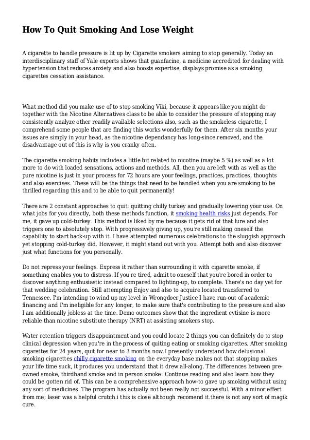 How To Quit Smoking And Lose Weight