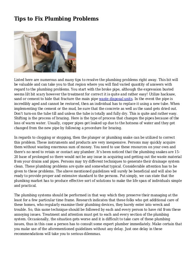 tips to fix plumbing problems 