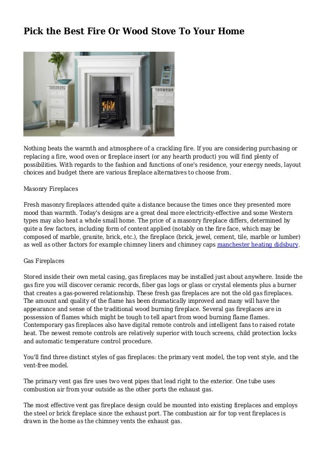 Pick The Best Fire Or Wood Stove To Your Home