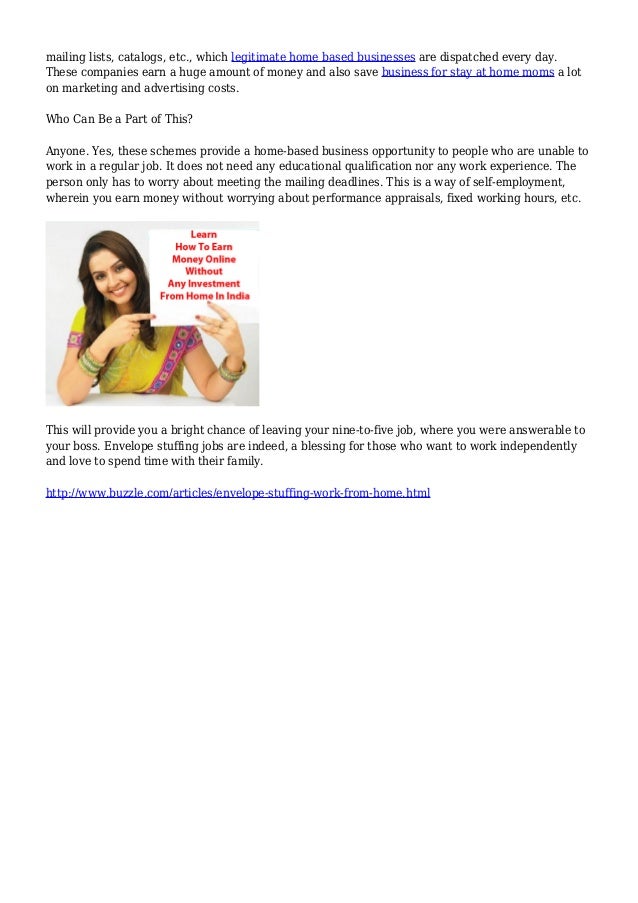 work from home stuffing envelopes bbb