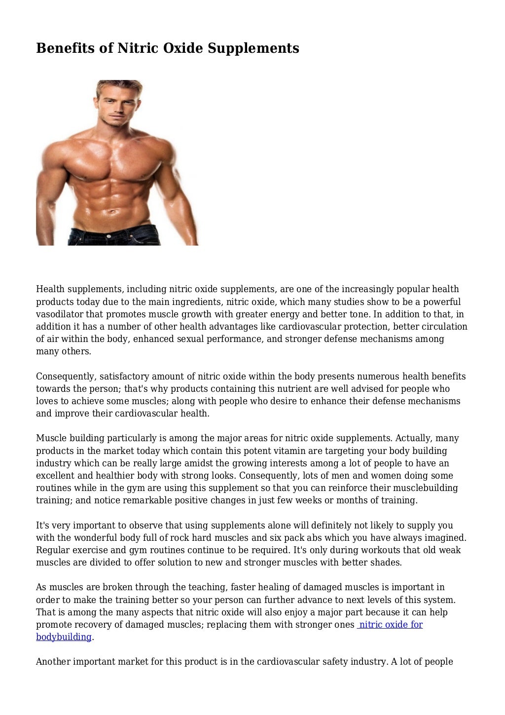 Benefits of Nitric Oxide Supplements