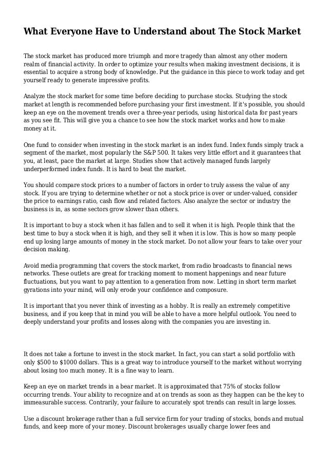 What Everyone Have To Understand About The Stock Market - 