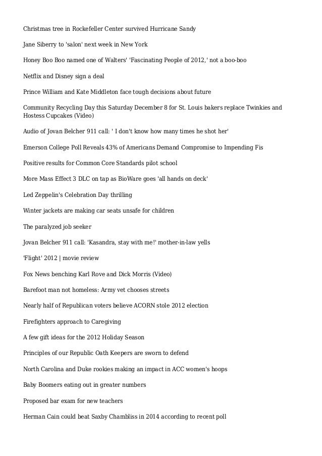 Articles And Reviews For December 5 2012