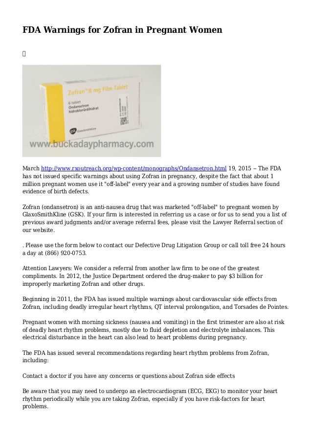 FDA Warnings for Zofran in Pregnant Women