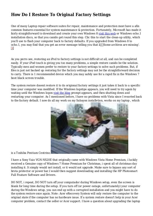 How to factory reset hp desktop windows xp