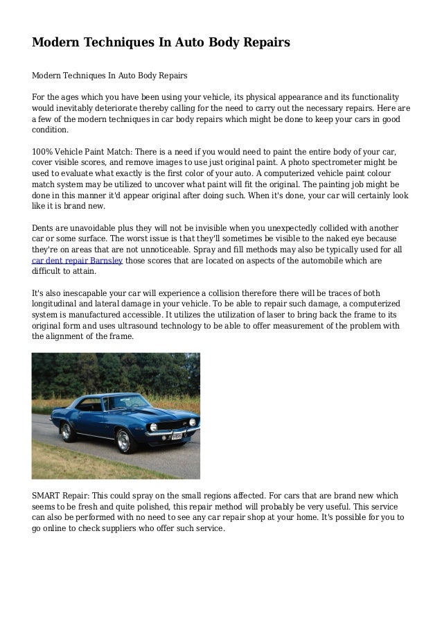 Modern Techniques In Auto Body Repairs